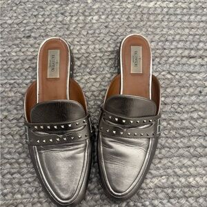 Valentino Garavani Metallic Silver Mules
